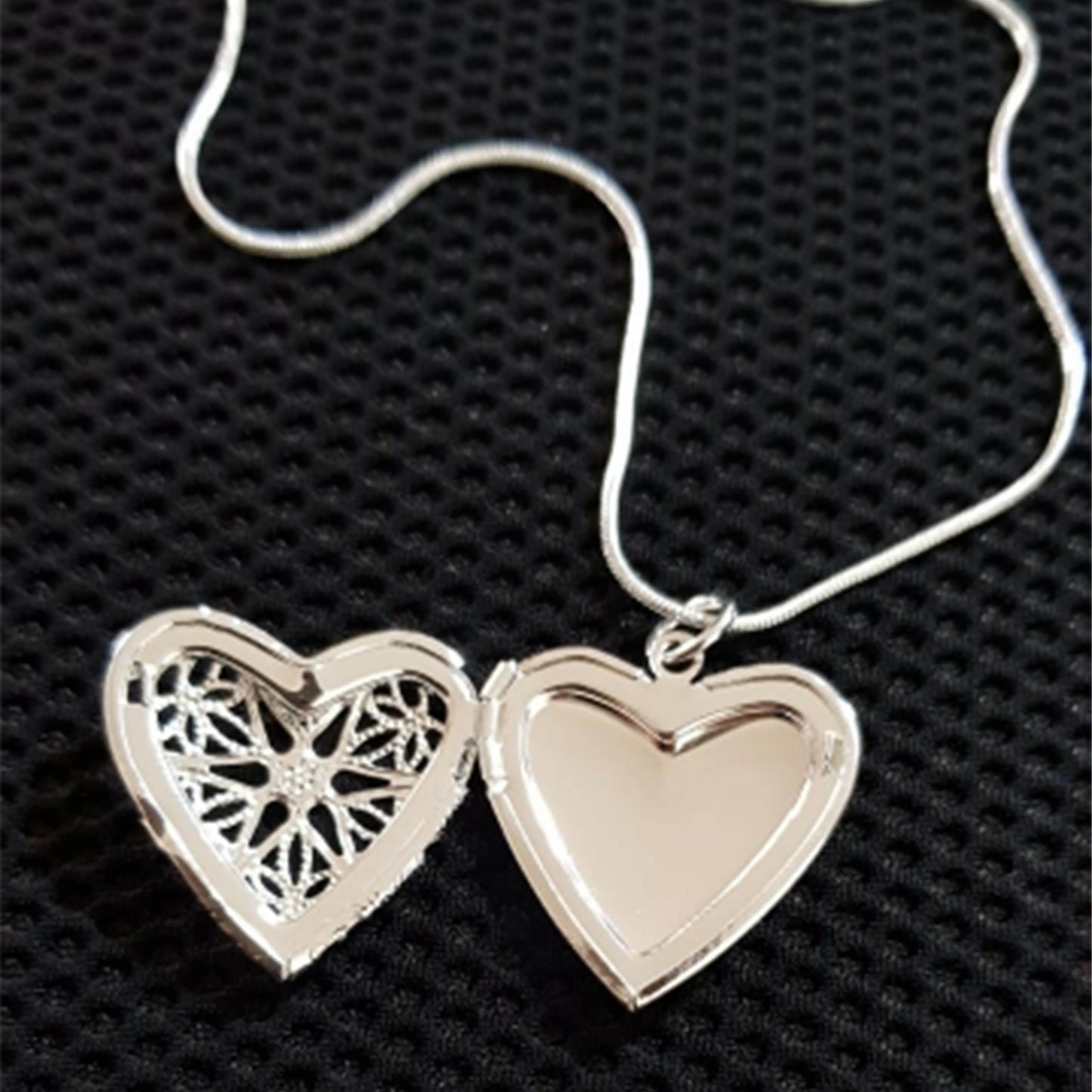 925 Sterling Silver Photo Frame Pendant Necklace Snake Chain For Woman