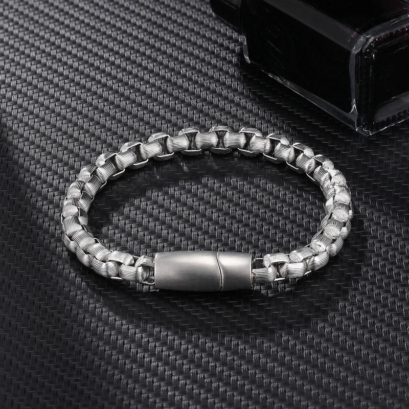 Vintage Oxidized Cool Curb Chain Bracelets for Men Stainless Steel Punk
