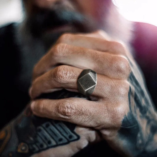 Signet Ring for Men Stainless Steel Quadrangle Flat Top Square