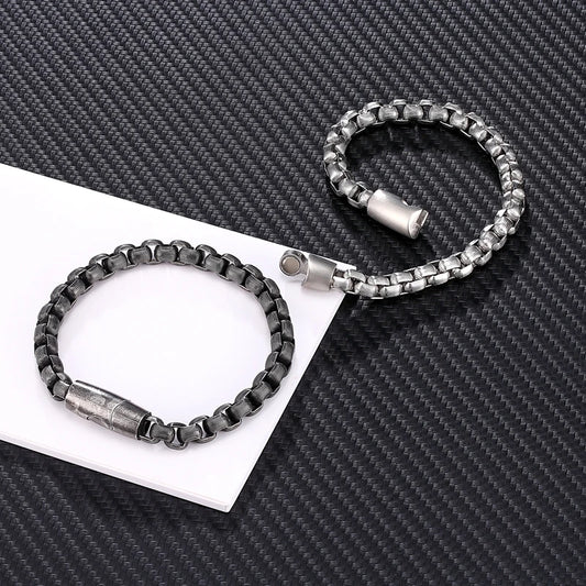 Vintage Oxidized Cool Curb Chain Bracelets for Men Stainless Steel Punk