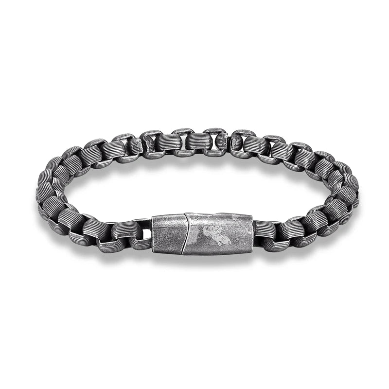 Vintage Oxidized Cool Curb Chain Bracelets for Men Stainless Steel Punk