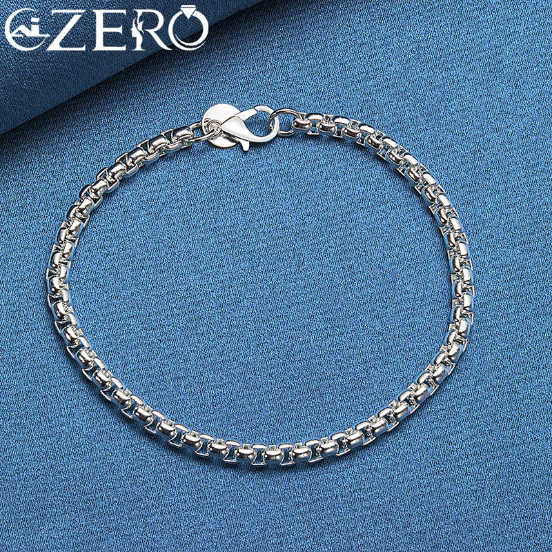 18K Gold Bracelets 925 Sterling Silver 4mm Chain Bracelet For Woman Man