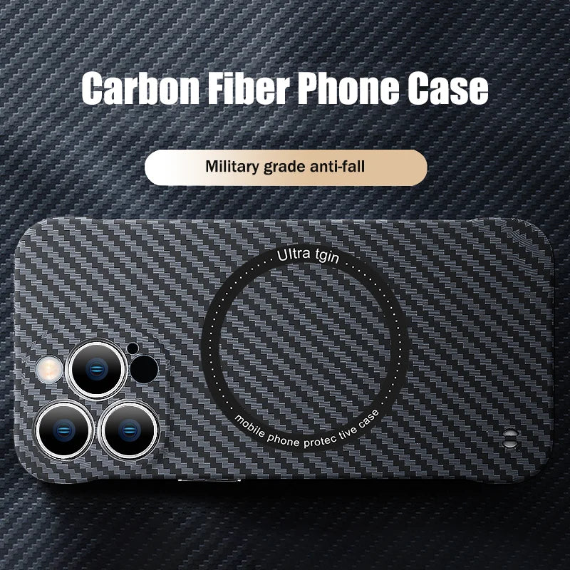 Ultra Thin Carbon Fiber Magnetic Phone Case for iPhone 15 14 13 12 11 Magsafe