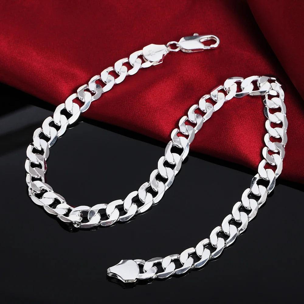 925 Sterling Silver Necklace for Men Classic 12MM Chain
