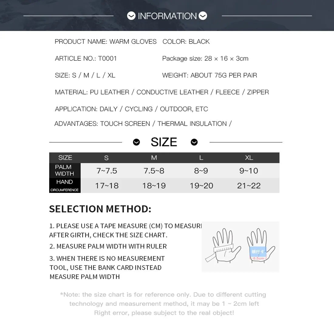 Cycling Gloves Thermal Outdoor Sport Men