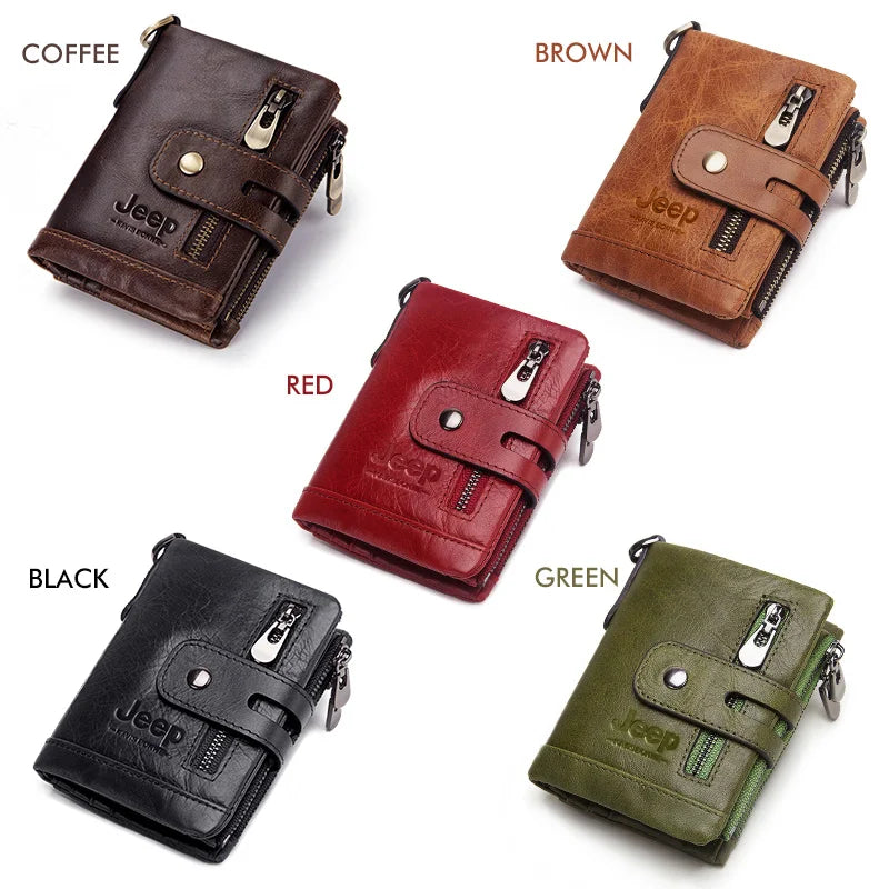 Genuine Cowhide Leather Mens Wallet RFID Card Holder