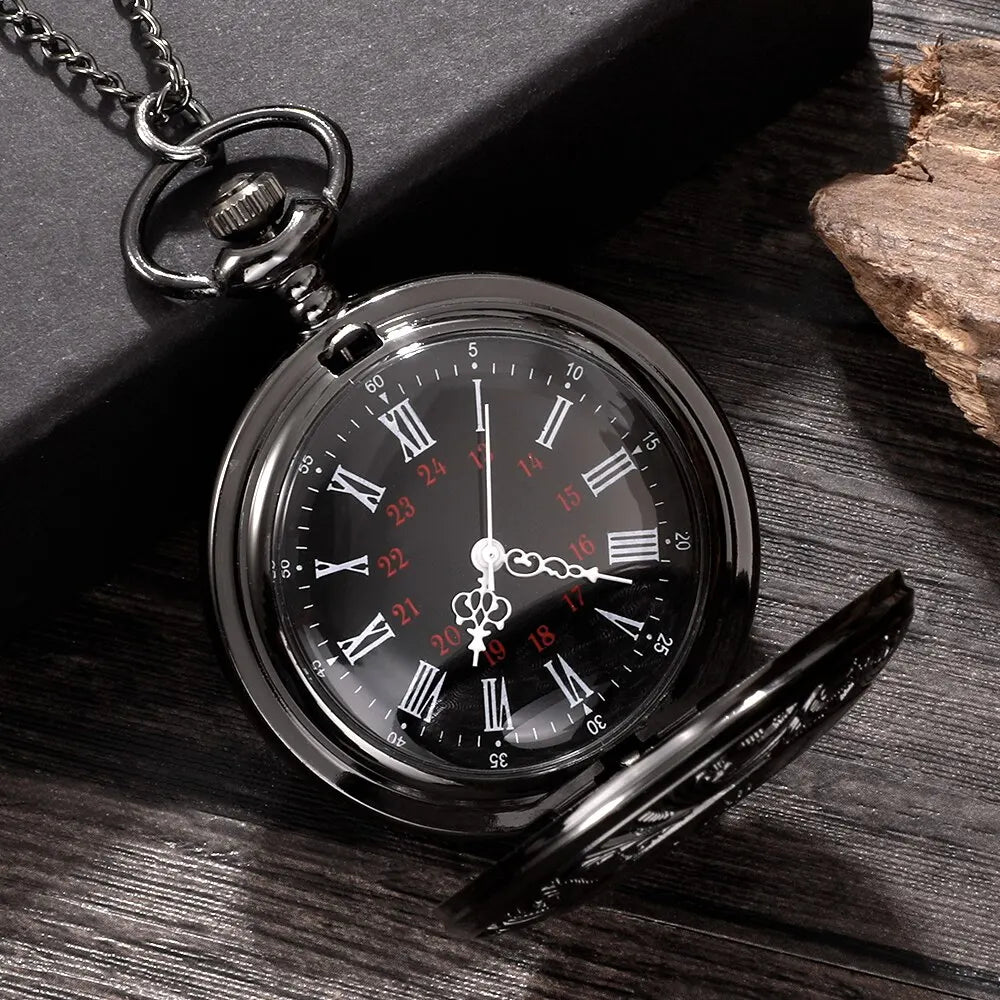 Unisex Roman Number Quartz Steampunk Pocket Watch