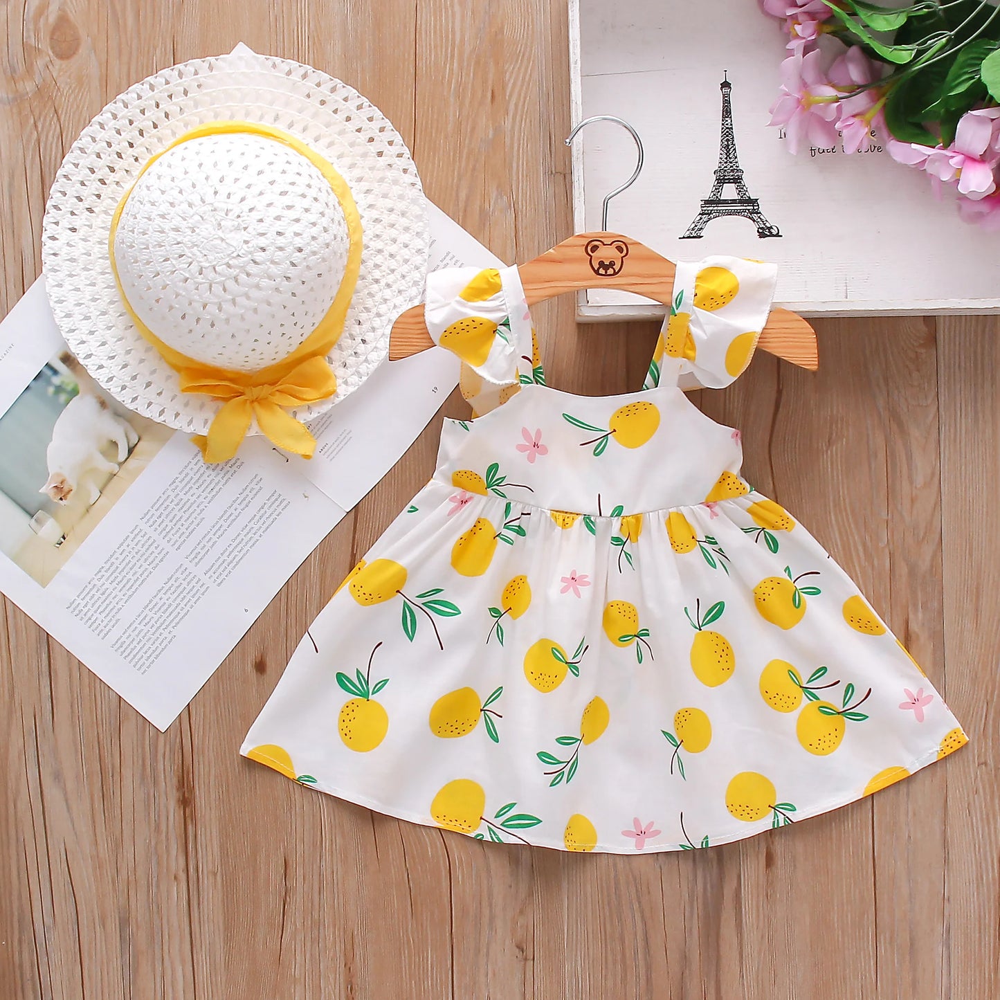 Baby Girl Dress Fruit Print Cotton Summer Comfortable Breathable