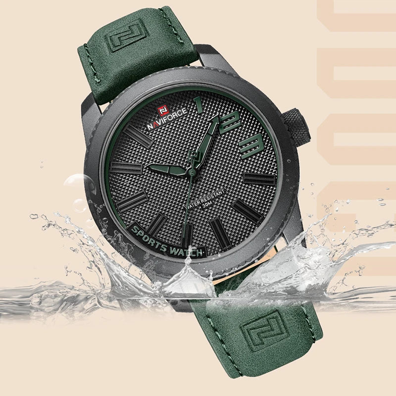 Mens Military Sports Shockproof Waterproof Leather Watch