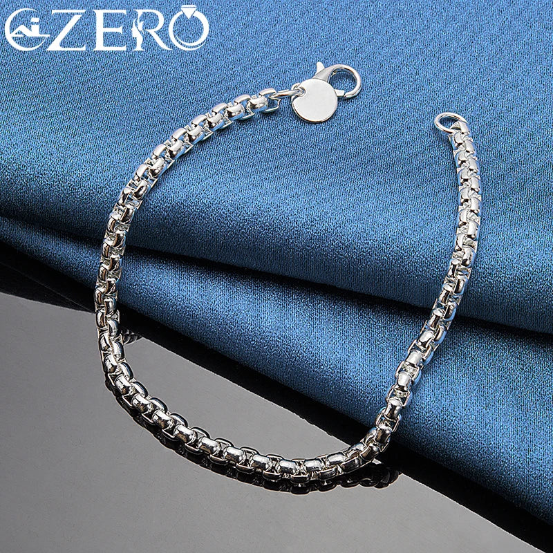18K Gold Bracelets 925 Sterling Silver 4mm Chain Bracelet For Woman Man