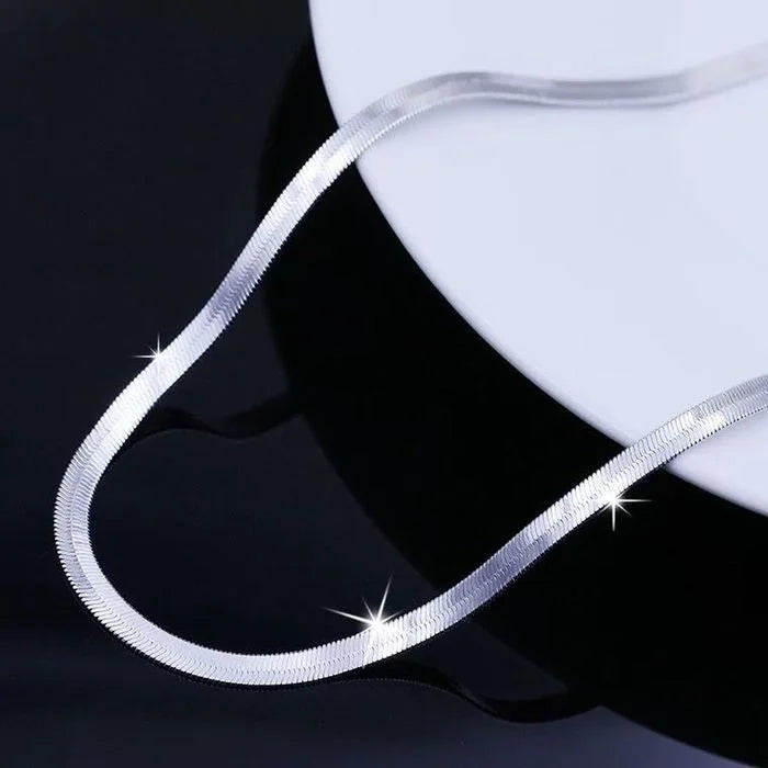 925 Sterling Silver 18K Gold 4MM Flat Chain Necklace for Women
