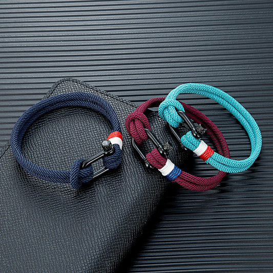 Braided Rope Couple Bracelet Stainless Steel U Shape Shackle Buckle Survival