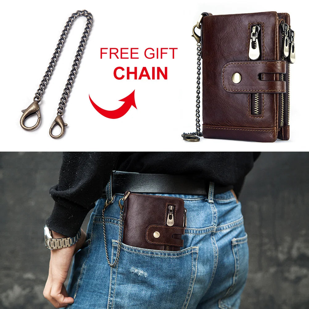 Genuine Cowhide Leather Mens Wallet RFID Card Holder