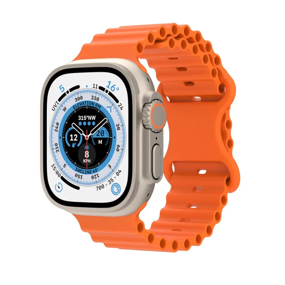 Silicone Ocean Strap for Apple Watch Ultra Band 49mm Bracelets for IWatch Series