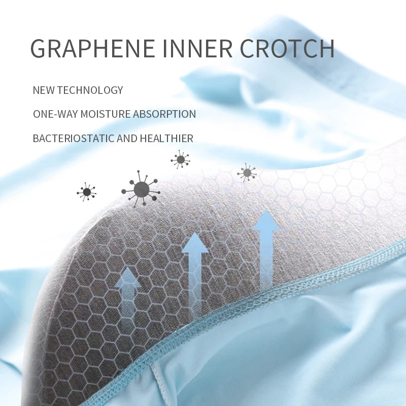 4pcs Mens Boxers Graphene Antibacterial Ice Silk Underwear Breathable