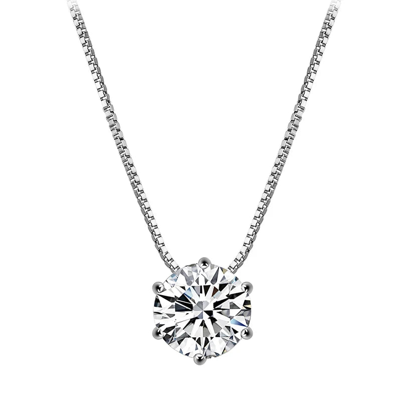925 Sterling Silver Plated Necklace Sparkling AAA Zircon Clavicle