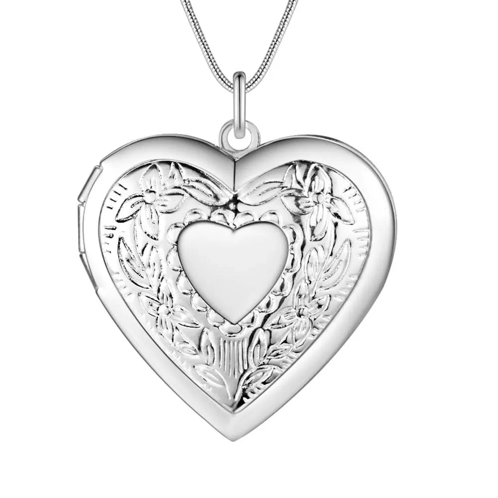 925 Sterling Silver Seashell Photo Open Frame Unisex Necklace