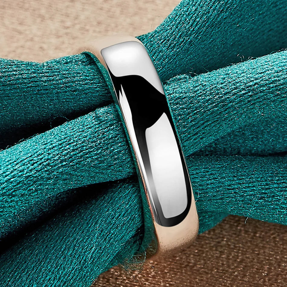 925 Sterling Silver Smooth Round Square Ring For Women Men