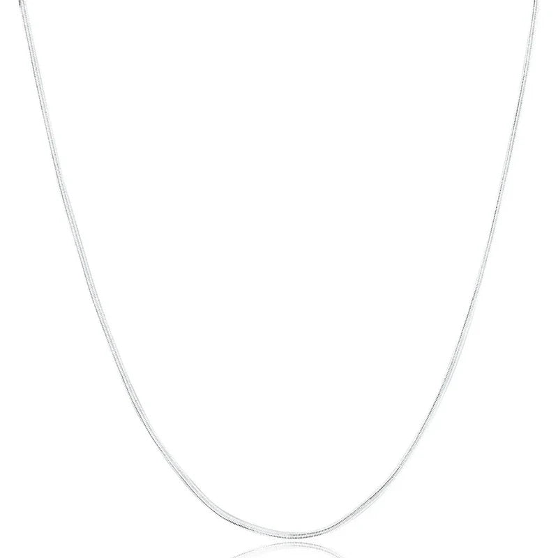 925 Sterling Silver Necklace 2MM Charms Flat Snake Chain for Women Men