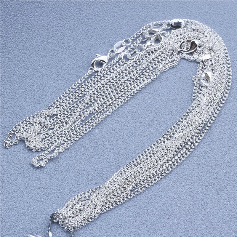 1pcs 925 Sterling Silver Rolo Bead Figaro Chain Necklace for Men Women