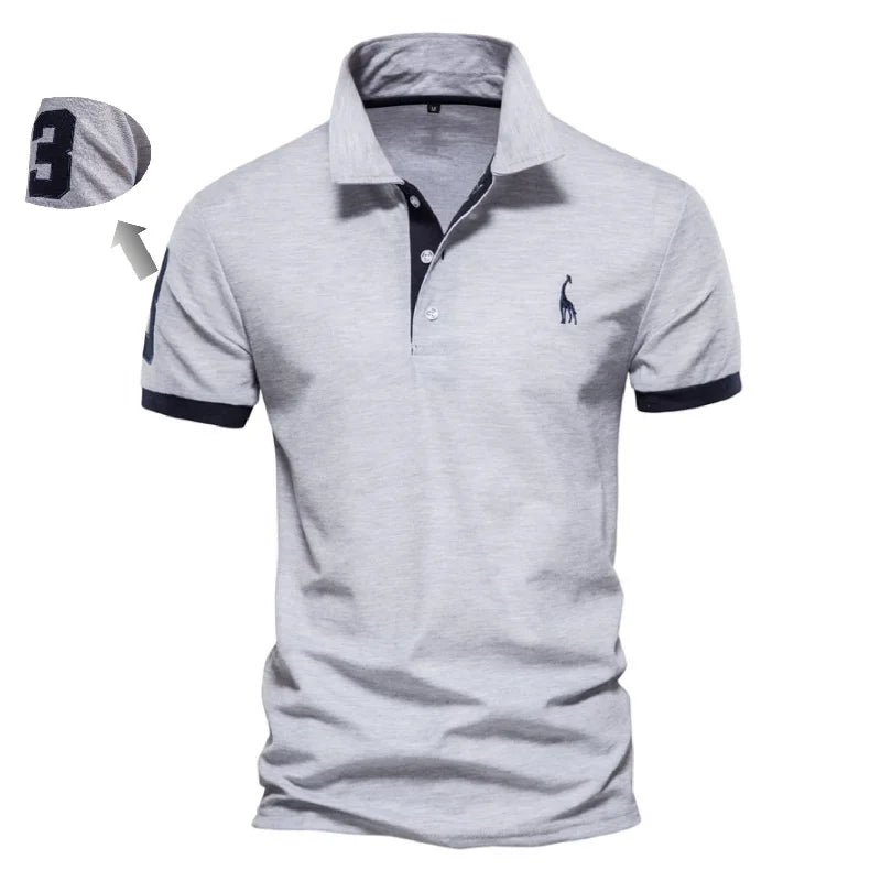 Embroidery Cotton Polo Shirts for Mens Casual Slim Fit