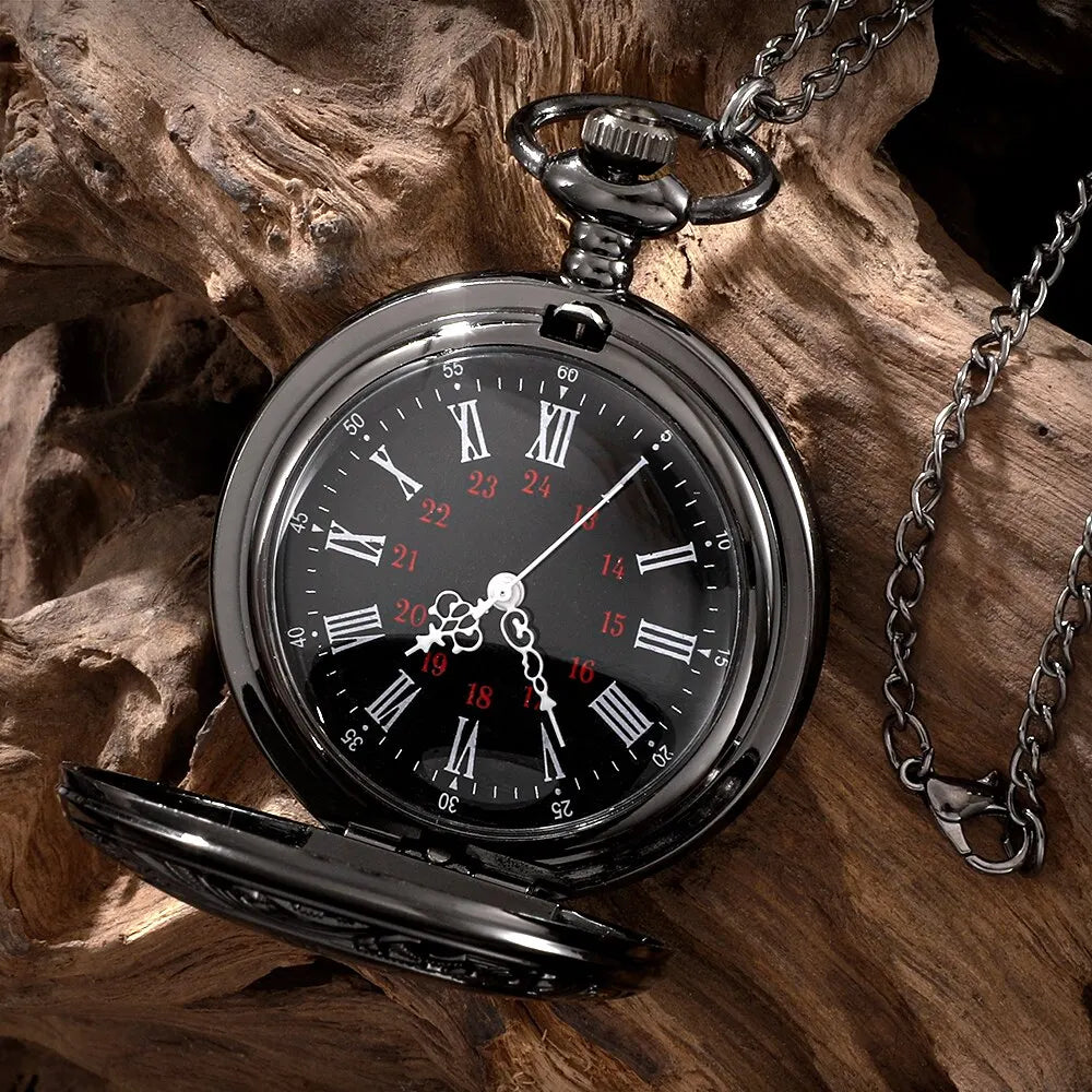 Unisex Roman Number Quartz Steampunk Pocket Watch