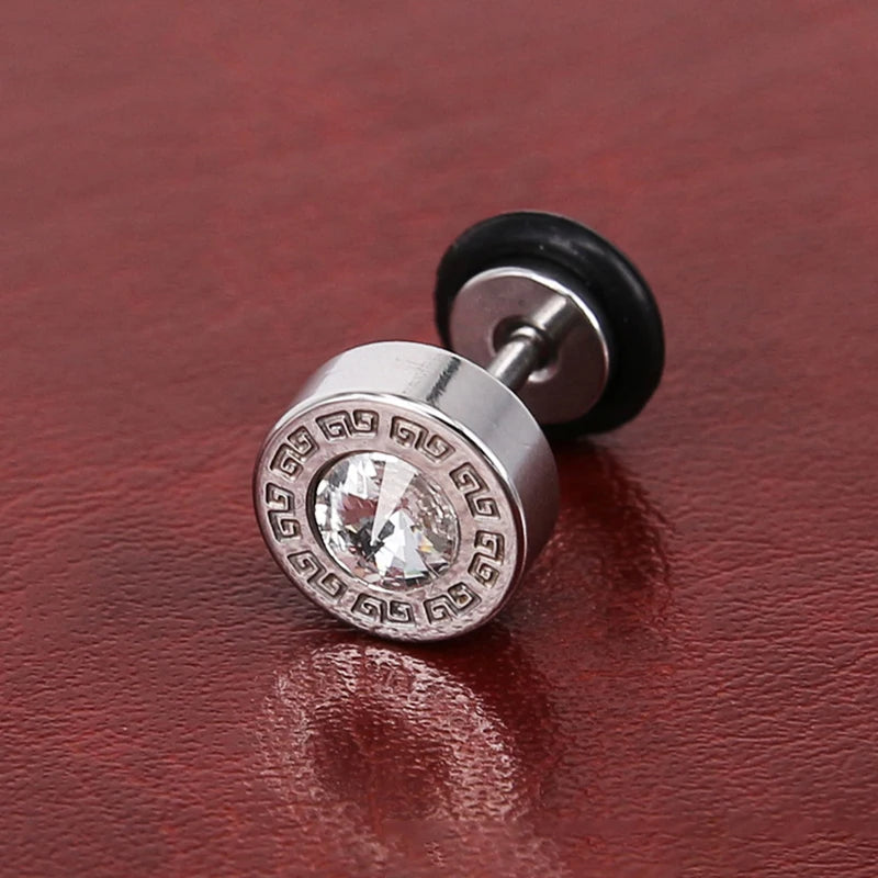 Unisex Barbell Ear Piercing Stud Earrings Punk Stainless Steel
