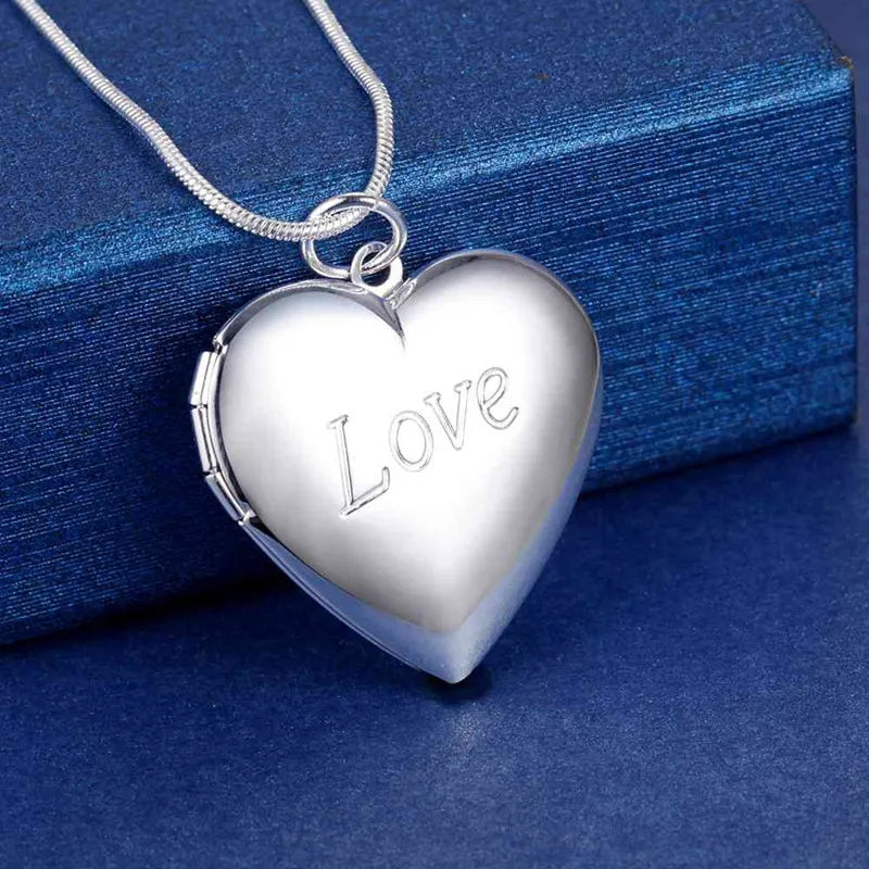 925 Sterling Silver Seashell Photo Open Frame Unisex Necklace