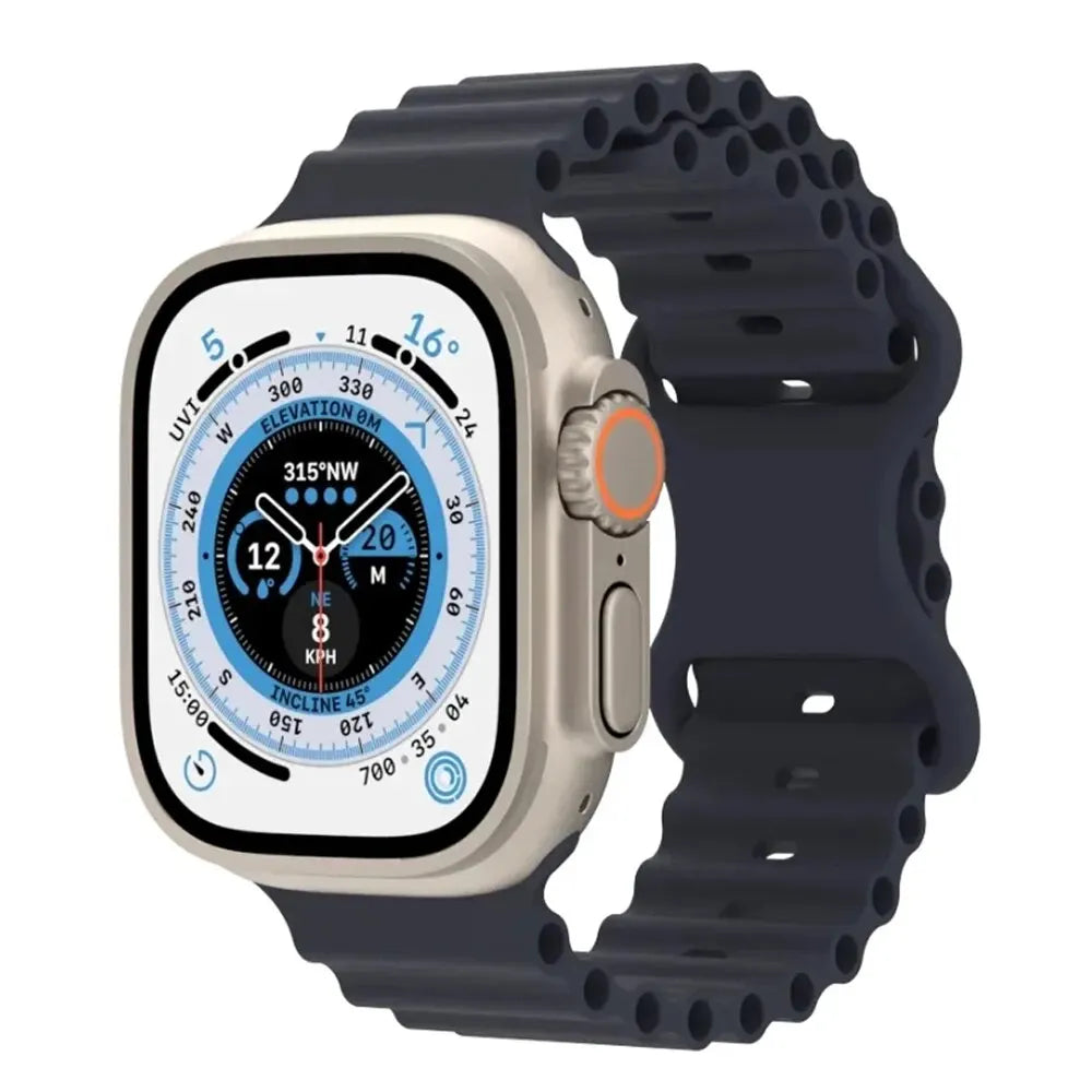 Silicone Ocean Strap for Apple Watch Ultra Band 49mm Bracelets for IWatch Series