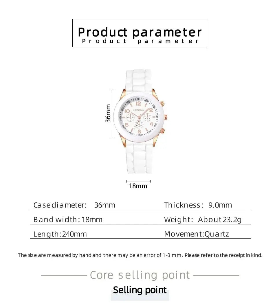 Luxury Mens Womens Silicone Tape Quartz Watch Bracelet Set