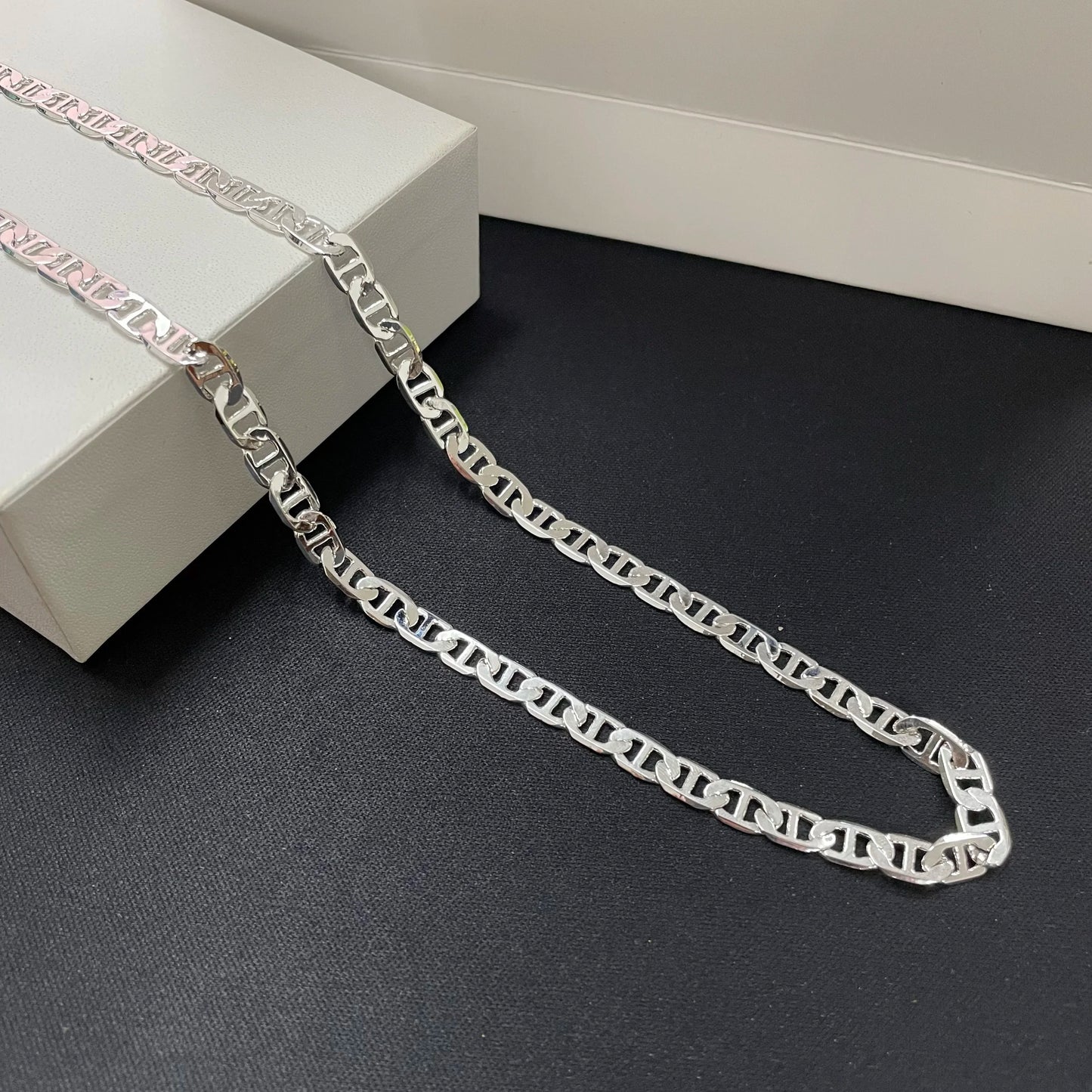 925 Sterling Silver 6MM Mens Necklace Bracelet Set