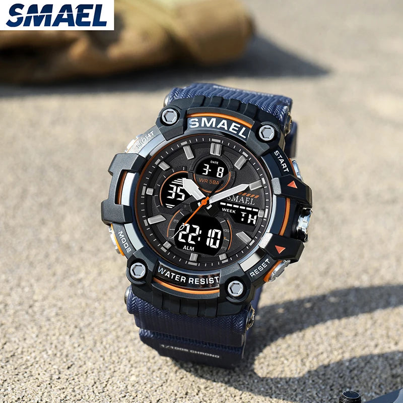Mens Quartz Wristwatches Waterproof Dual Time Display Military Army Watch