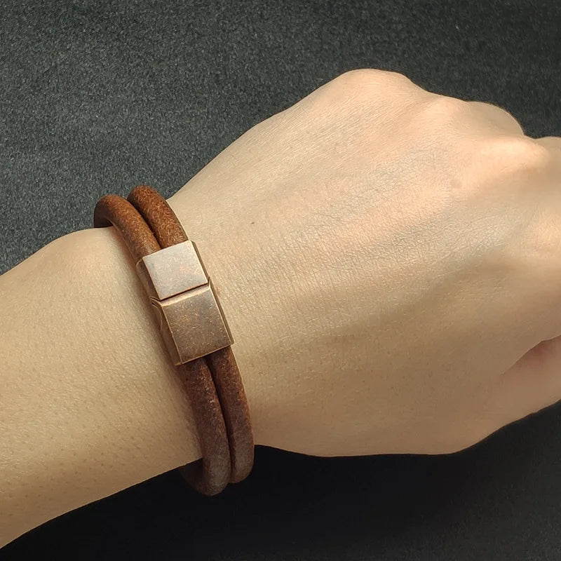 Double Strand Cowhide Bracelet Handmade Bangle