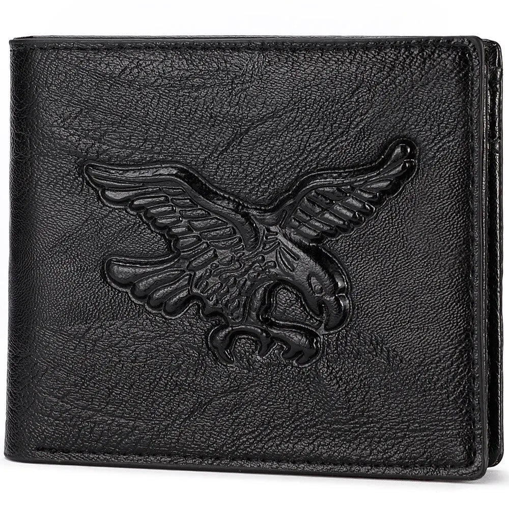 Mens Wallet 3D Eagle Relief Pattern