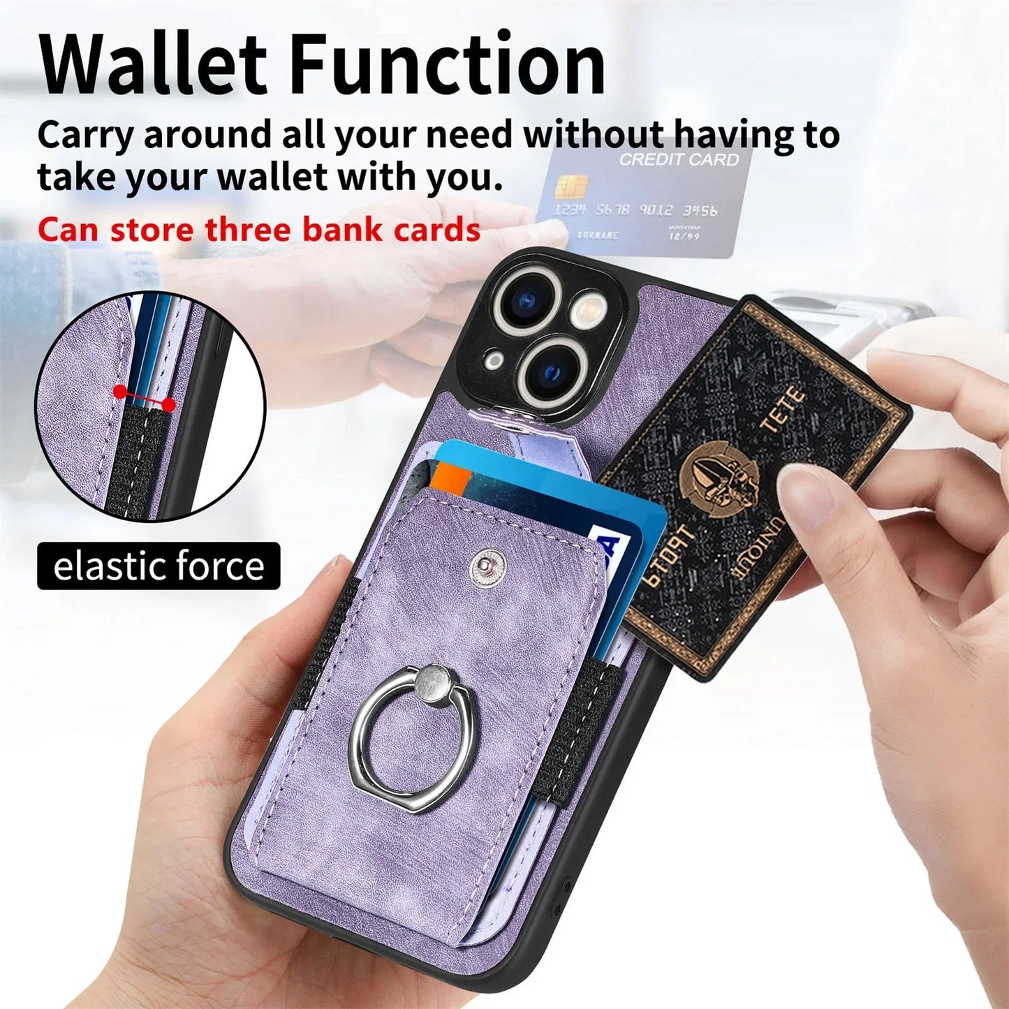 Wallet Card Slot Leather Phone Case For iPhone 15 14 13 12 11 Pro Max