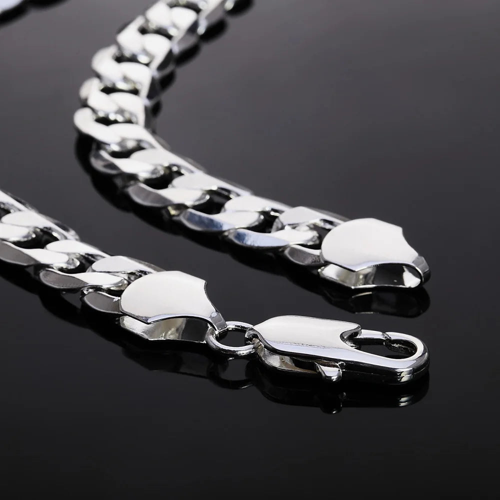 925 Sterling Silver Necklace for Men Classic 12MM Chain