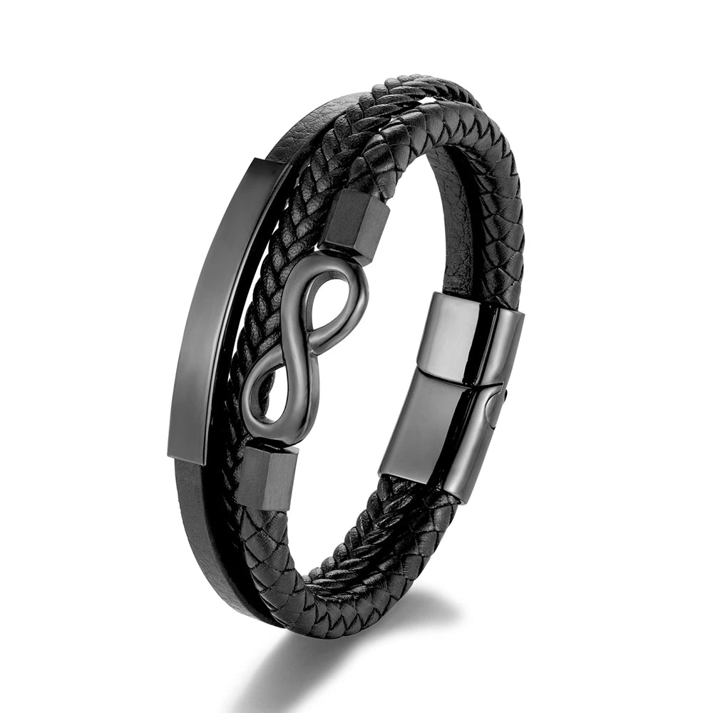 Classic Men Infinity Bracelet Multilayer Braided Leather Bracelets