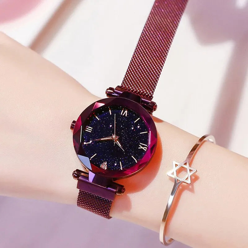 Womens Fashion Starry Sky Watch Mesh