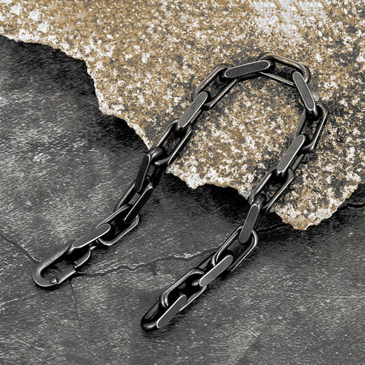 Vintage Oxidized Chain Link Mens Punk Rock Stainless Steel Bracelet