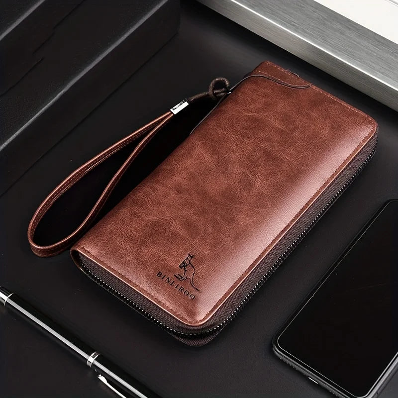 Mens Long Zipper Wallet High Quality Pu Leather RFID Card Holder