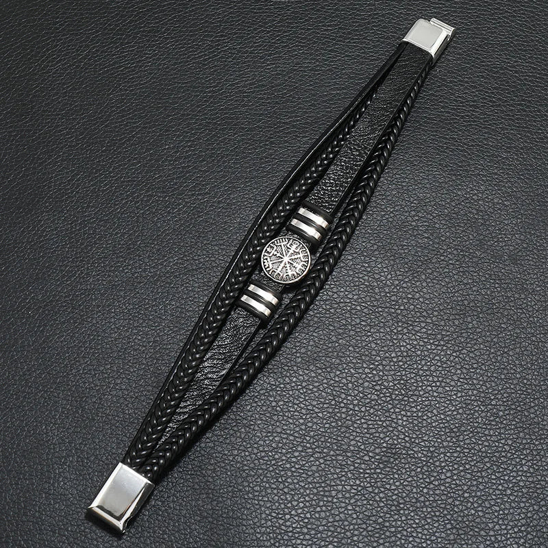 Unique Design Punk Vintage Cuff Mens Leather Bracelet