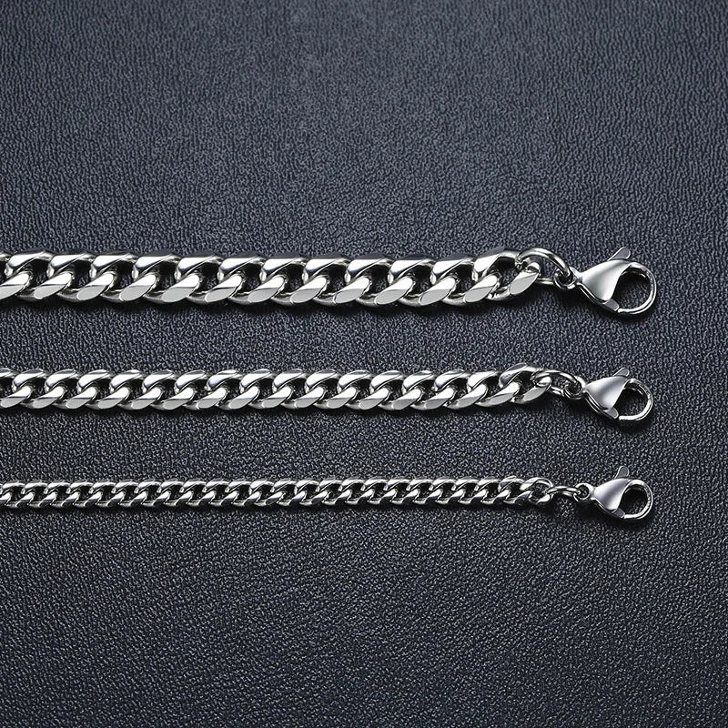 Cuban Link 3 to 7 mm Stainless Steel Necklace for Men Choker Jewelry