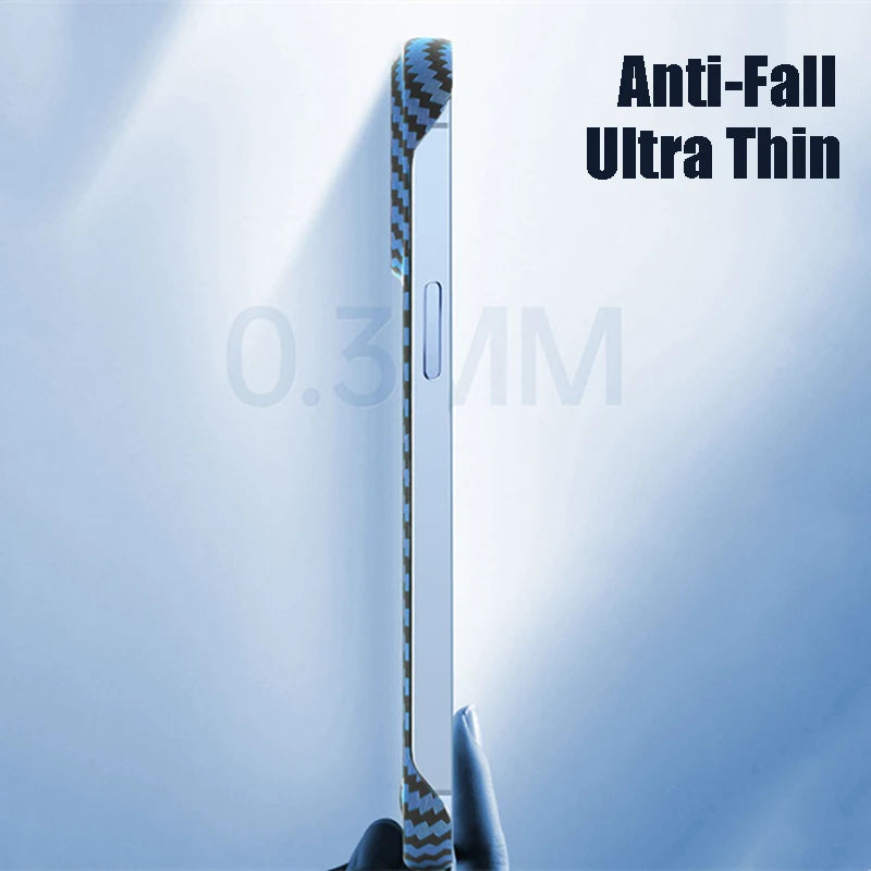 Ultra Thin Carbon Fiber Magnetic Phone Case for iPhone 15 14 13 12 11 Magsafe