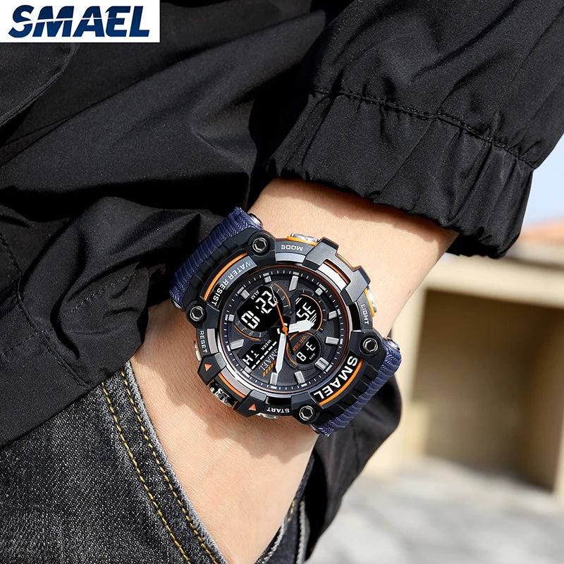 Mens Quartz Wristwatches Waterproof Dual Time Display Military Army Watch