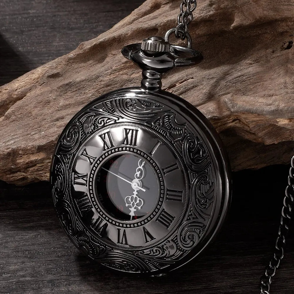 Unisex Roman Number Quartz Steampunk Pocket Watch