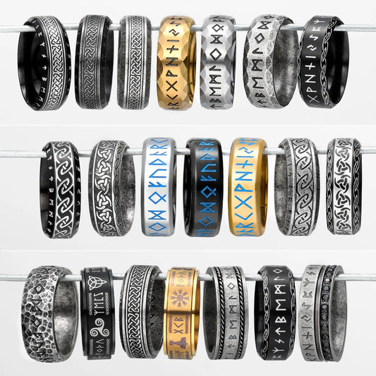 Vintage Nordic Viking Runes Celtic Knot Series Stainless Steel Mens Ring