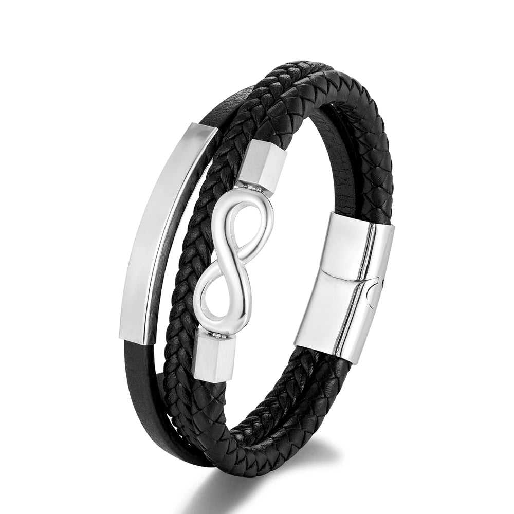 Classic Men Infinity Bracelet Multilayer Braided Leather Bracelets