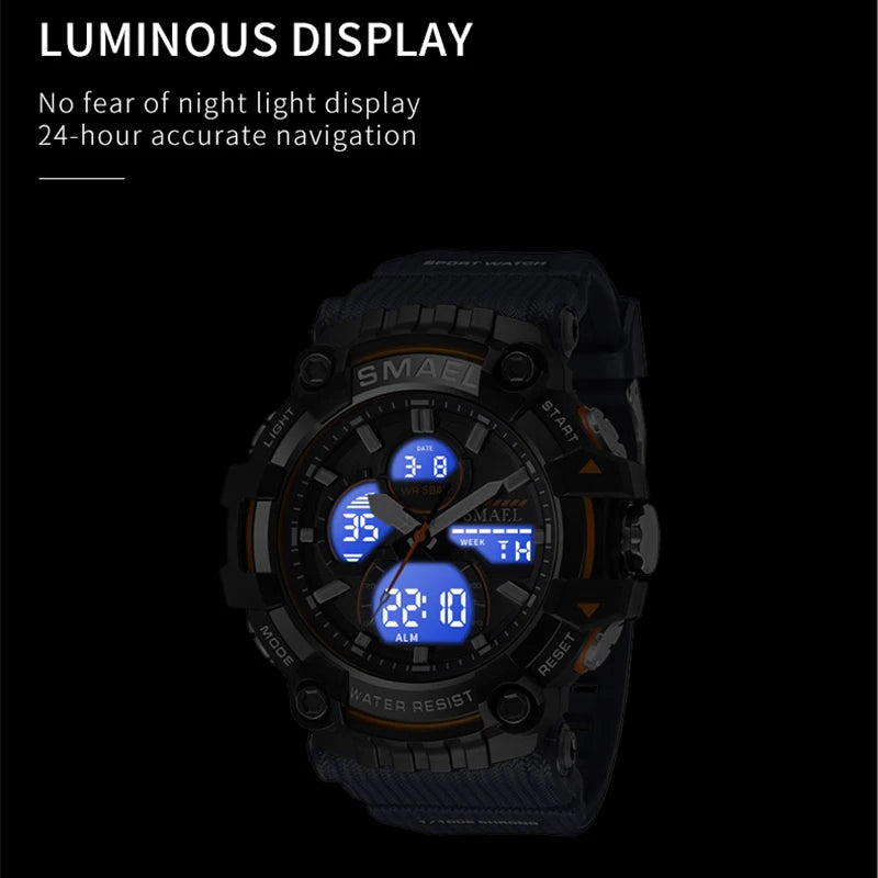 Mens Quartz Wristwatches Waterproof Dual Time Display Military Army Watch