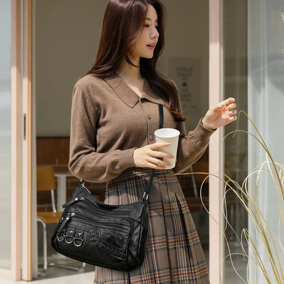 Vintage Pu Leather Luxury Purses and Handbags Womens Bag
