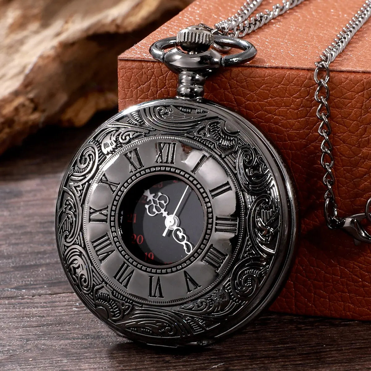 Unisex Roman Number Quartz Steampunk Pocket Watch